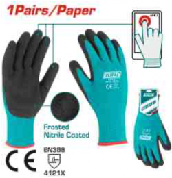 Nitrile frosted coated gloves
