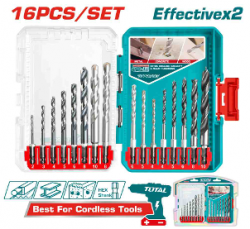 16 Pcs metal, masonry and wood drill bits set