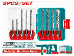9 Pcs SDS plus hammer drill bits set