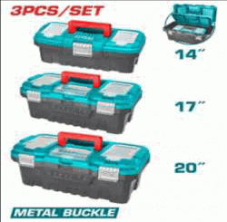 3 Pcs plastic tool boxes set