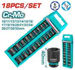 18 Pcs 1/2" DR. Impact socket set